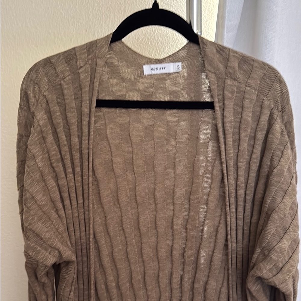 Mod Ref Brown Ribbed Long Cardigan - Picture 2 of 2